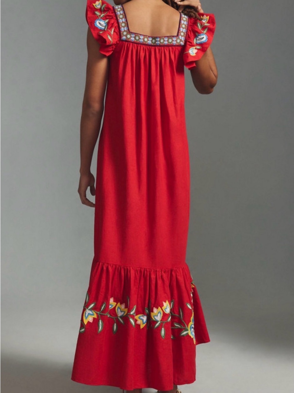 Anthropologie Farm Rio Embroidered Square-Neck Dress - Picture 2 of 9